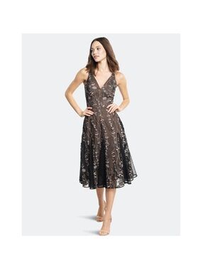 Dress The Population V-Neck Floral Lace A-Line Dress